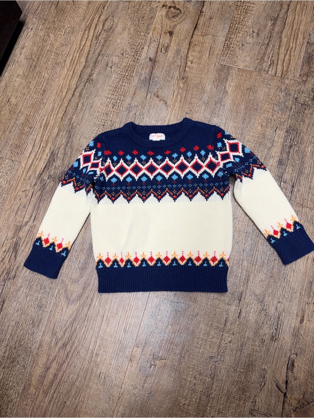 NWOT Cat & Jack toddler Fair Isle Crewneck Sweater - Navy & Cream size 3t